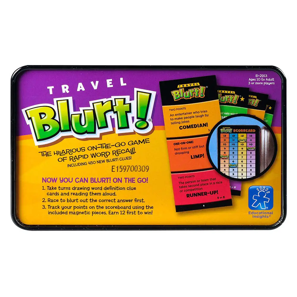 Blurt game perfect for family travel