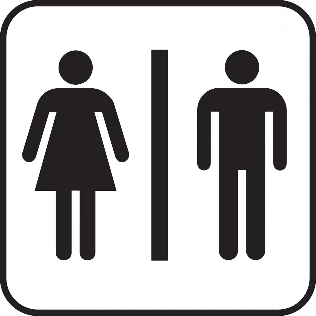public restroom sign.