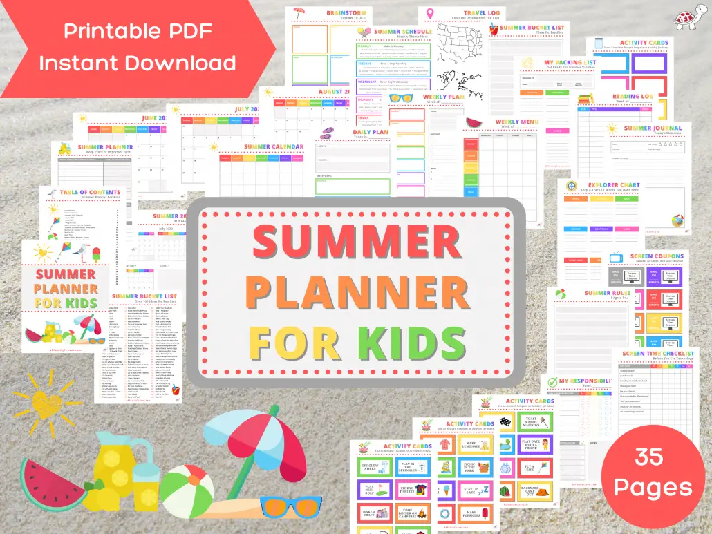 Summer Planner For Kids with Summer Bucket List Ideas for Families